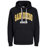 JACK & JONES Erkek Jjebradley Varsity Sweat Hood Styd kapüşonlu kazak, Siyah, M