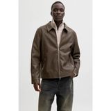Jack & Jones Erkek Jjecasablanca Deri Ceket 12278839 Kahverengi - 2XL