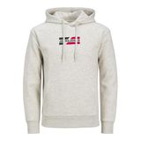 JACK & JONES Erkek Jjecorp Graphic Sweat Hood Noos kapüşonlu kazak, beyaz melanj, L
