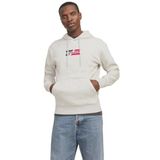 JACK & JONES Erkek Jjecorp Graphic Sweat Hood Noos kapüşonlu kazak, beyaz melanj, M