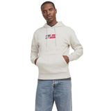 JACK & JONES Erkek Jjecorp Graphic Sweat Hood Noos kapüşonlu kazak, beyaz melanj, S