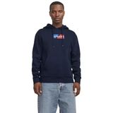 JACK & JONES Erkek Jjecorp Graphic Sweat Hood Noos kapüşonlu kazak, Mavi, S