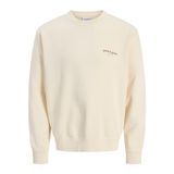 JACK & JONES Erkek Jjedover Print Sweat Crew Neck, Antik Beyaz, M