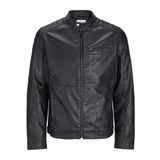 JACK & JONES Erkek Jjedylan Pu Biker Jacket Noos Biker Ceket, Siyah, S