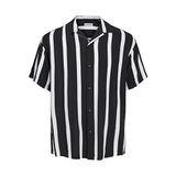 JACK & JONES Erkek Jjeff Resort Stripe Shirt Ss Sn Gömlek, Siyah, XL