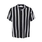 JACK & JONES Erkek Jjeff Resort Stripe Shirt Ss Sn Gömlek, Siyah, XXL