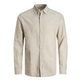 JACK & JONES Erkek JJELINEN BLEND SHIRT LS SN Gömlek, Crockery, S