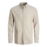 JACK & JONES Erkek JJELINEN BLEND SHIRT LS SN Gömlek, Crockery, XXL