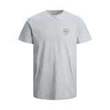 JACK & JONES Erkek Jjeshark Tee Ss Crew Neck Noos tişört, Açık gri melanj/baskı: lacivert blazer, XS