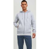 Jack & Jones Erkek Jjestar Çift Cepli Fermuar Kapamalı Kapüşonlu Sweatshirt 12210830 Açık Gri