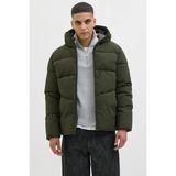 Jack & Jones Erkek Jjglobal Kapüşonlu Şişme Mont 12283517 Koyu Yeşil - 2XL