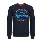 JACK & JONES Erkek Jjmikk Sweat Bisiklet Yaka Sweatshirt, Lacivert Blazer/Baskı: Büyük, XXL