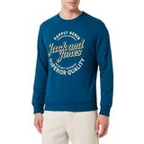 JACK & JONES Erkek Jjmikk Sweat Crew Neck kazak, Mavi (Sailor Blue)/Baskı: Büyük, XXL