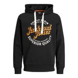 JACK & JONES Erkek JJMIKK SWEAT HOOD Sweatshirt, Siyah, XXL