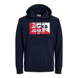 JACK & JONES Erkek Jjnolan Sweat Hood kapüşonlu kazak, Lacivert Blazer/Baskı: Büyük, S