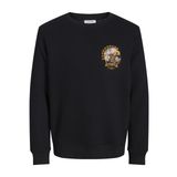 JACK & JONES Erkek Jjskull Rock Sweat Crew Neck Sweatshirt, Siyah/Baskı: Küçük, XL