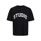 JACK & JONES Erkek Jorbrink Studio Tee Ss bisiklet yaka tişört, Siyah, M