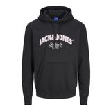 JACK & JONES Erkek Jorbronx Arch Big Sweat Hood Ub kapüşonlu kazak, Siyah, L