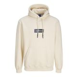 JACK & JONES Erkek Jorbronx Rectangle Sweat Hood kapüşonlu kazak, Antik Beyaz, S