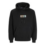 JACK & JONES Erkek Jorbronx Rectangle Sweat Hood kapüşonlu kazak, Siyah, S