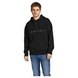 JACK & JONES Erkek Jorcopenhagen Sweat Hood Noos kapüşonlu kazak, Siyah/Kalıp: Rahat/Tarama/Bulut Emb, XS