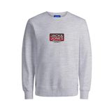 JACK & JONES Erkek Joreaton Sweat Crew Neck FST Sweatshirt, Parlak beyaz/Detay: melanj, L