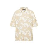 JACK & JONES Erkek JORFARO LINEN AOP OVERSIZED SHIRT SS Gömlek Koyu Bej M