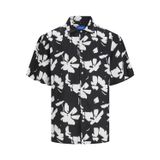 JACK & JONES Erkek JORFARO LINEN AOP OVERSIZED SHIRT SS Gömlek Siyah M