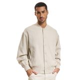 JACK & JONES Erkek JORFARO LINEN BOMBER JACKET Mont Ceket Kırık Beyaz L