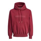 JACK & JONES Erkek Jorfrederiksberg Sweat Hood Spa, Tibet Kırmızısı, M