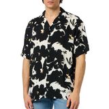 JACK & JONES Erkek Jorluke Aruba Resort Shirt SS kısa kollu gömlek, Siyah/Aop: aop, XL