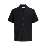 JACK & JONES Erkek Jorluke Crinkle Resort Shirt Ss Sn Gündelik Gömlek, Siyah, M