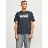 JACK & JONES Erkek Jorportland Block Branding Ss bisiklet yaka tişört, Forest River, S