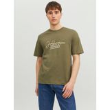 JACK & JONES Erkek Jorsplash Branding Tee Ss bisiklet yaka tişört, Toz Zeytin Yeşili, L