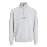 JACK & JONES Erkek Jorvesterbro Sweat Quarter Zip Hn Sn Fermuar, beyaz melanj, M
