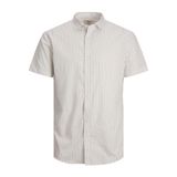 JACK & JONES Erkek Jprblacardiff Print Shirt S/S kısa kollu gömlek, Beyaz/Aop: Slim Fit, XXL