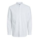 JACK & JONES Erkek Jprblatux Band Shirt L/S uzun kollu gömlek, Beyaz/Kesim: Dar kesim, M