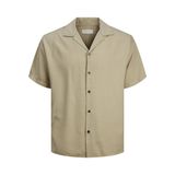 JACK & JONES Erkek JPRCCAARON TENCEL RESORT SHIRT S/S SN Gömlek Koyu Bej L