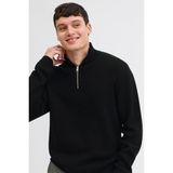 Jack & Jones Erkek Jprmılano Yarım Fermuarlı %100 Pamuk Örme Kazak 12259664 Siyah