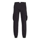 JACK & JONES Erkek Jpstkane Jjjonnie manşetli kargo pantolon, Siyah, 30W / 32L