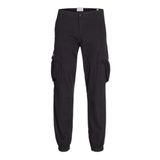 JACK & JONES Erkek Jpstkane Jjjonnie manşetli kargo pantolon, Siyah, 32W / 32L