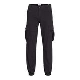 JACK & JONES Erkek Jpstkane Jjjonnie manşetli kargo pantolon, Siyah, 33W / 32L