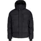 Jack & Jones Erkek Kapüsonlu Fermuar Kapamali Puffer Mont - Trace - 6XL - 000-Siyah