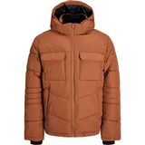 Jack & Jones Erkek Kapüsonlu Fermuarli Puffer Mont - Build - 0-Kahverengi - XL