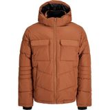 Jack & Jones Erkek Kapüsonlu Fermuarli Puffer Mont - Build - 0-Kahverengi