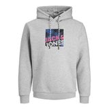 JACK & JONES Erkek kapüşonlu kazak, Açık gri melanj/Detay: yeni Lgm, L