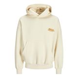 JACK & JONES Erkek kapüşonlu kazak baskılı kapüşonlu kazak, Antik Beyaz, L