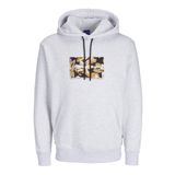 JACK & JONES Erkek kapüşonlu kazak baskılı kapüşonlu kazak, beyaz melanj, L