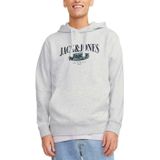 JACK & JONES Erkek kapüşonlu kazak baskılı kapüşonlu kazak, beyaz melanj, M