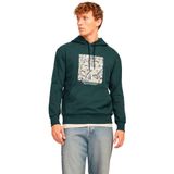 JACK & JONES Erkek kapüşonlu kazak baskılı kapüşonlu kazak, Forest River, S